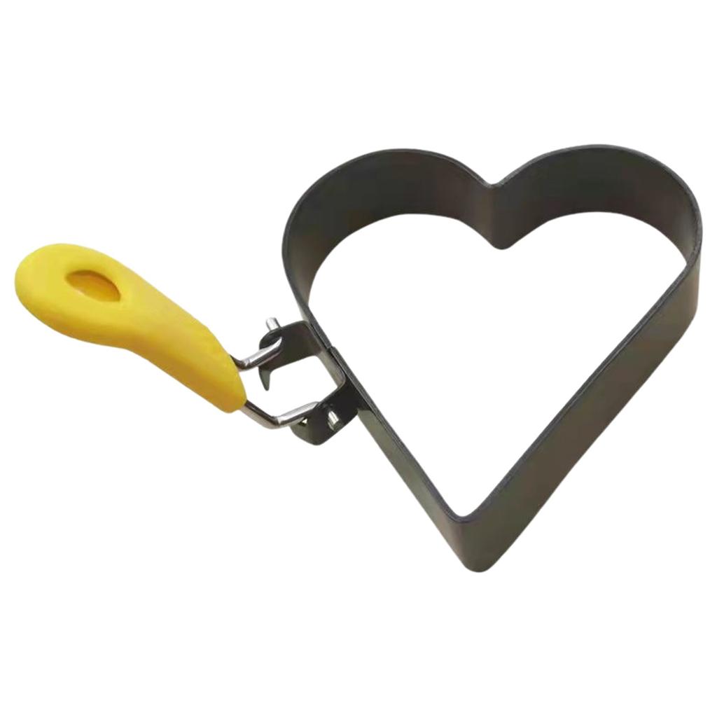 Egg Ring With Foldable Handle, Stainless Steel Heart Shaped Egg Rings For Frying Eggs, English Muffins, Cooking Breakfast Sandwich Burger