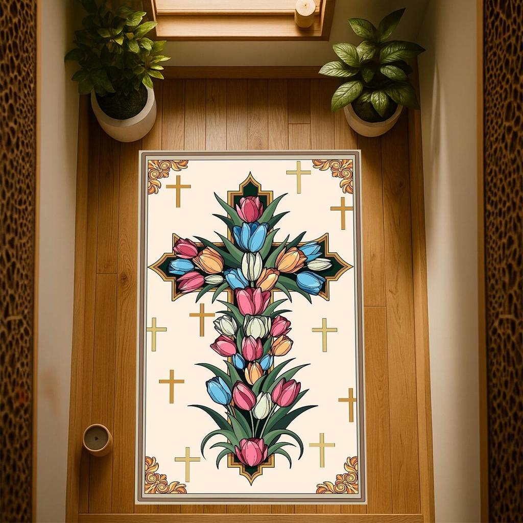 Christian Prayer Mat Area Rug Anti Slip Machine Carpet Bedroom Living Room Bathroom Dormitories Floor Mat