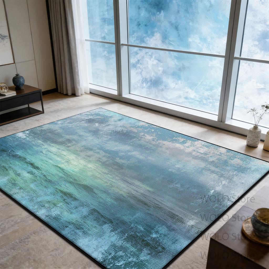 Vintage Blue abstract Carpet Luxury Living Room High-end washable Rug Bedroom Bed End Anti-slip Customizable Floor Mat Office