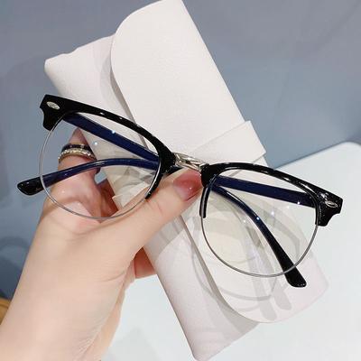 No Makeup Anti-Blue Glasses Women'S Retro Color-Changing Flat Glasses Can Be Matched With Myopia Glasses Rice Nail Sunglasses
