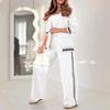 European & American Solid Color Ribbed 2-Piece Fashion Set, Perfect for Commuting, 2025 Edition.