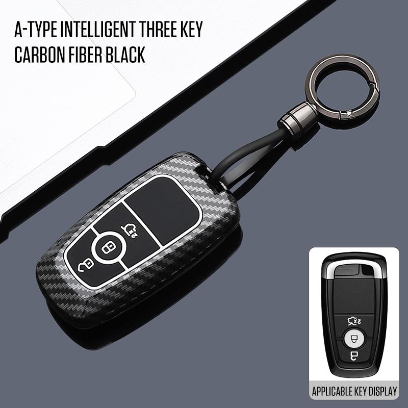 Style Fibre de Carbone ABS Pour Ford Fusion Mondeo Mustang Explorer Edge EcoSport pour Lincoln MKC MKZ MKX Housse de Protection pour Clé de Voiture à Distance