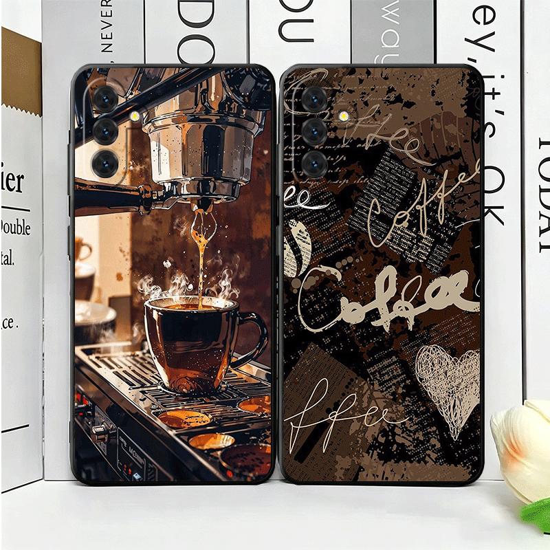 Black Coffee Fashion Style Soft Phone Case for Samsung A17 A37 A57 A16 A26 A36 A56 A15 A25 A35 A55 A14 A24 A34 A54 A13 A23 A33 A