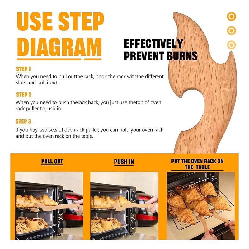 

Oven Rack Puller Wood Oven Rack Push Pull Tool Prevent Scalding Pull Out Hot Racks Long Handle Toaster Oven Accessories one size