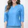 ZANZEA Women Casual Round Neck Solid Color Summer 3/4 Sleeve Blouse