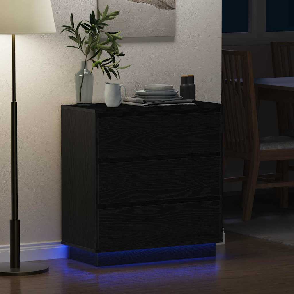 Nightstand Black Oak Look 71 x 34.5 x 75 cm Engineered Wood
