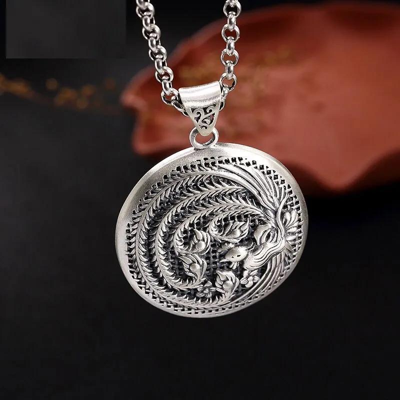 Charm  Thai  Exquisite Phoenix Necklace For Women Hollow Out National Style Pendant Keel Chain Banquet Jewelry Gift