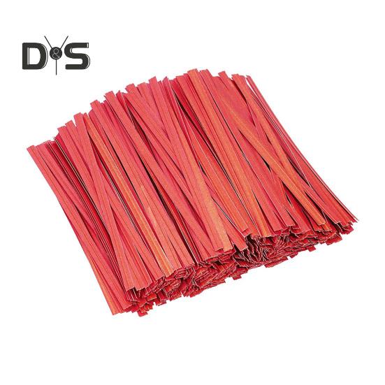 

1000 шт. крафт-бумага стяжек-перевязок многоразового использования с проволочным сердечником гибкие кабельные стяжки для упаковки хлеба торта конфет праздничные сувениры красный
