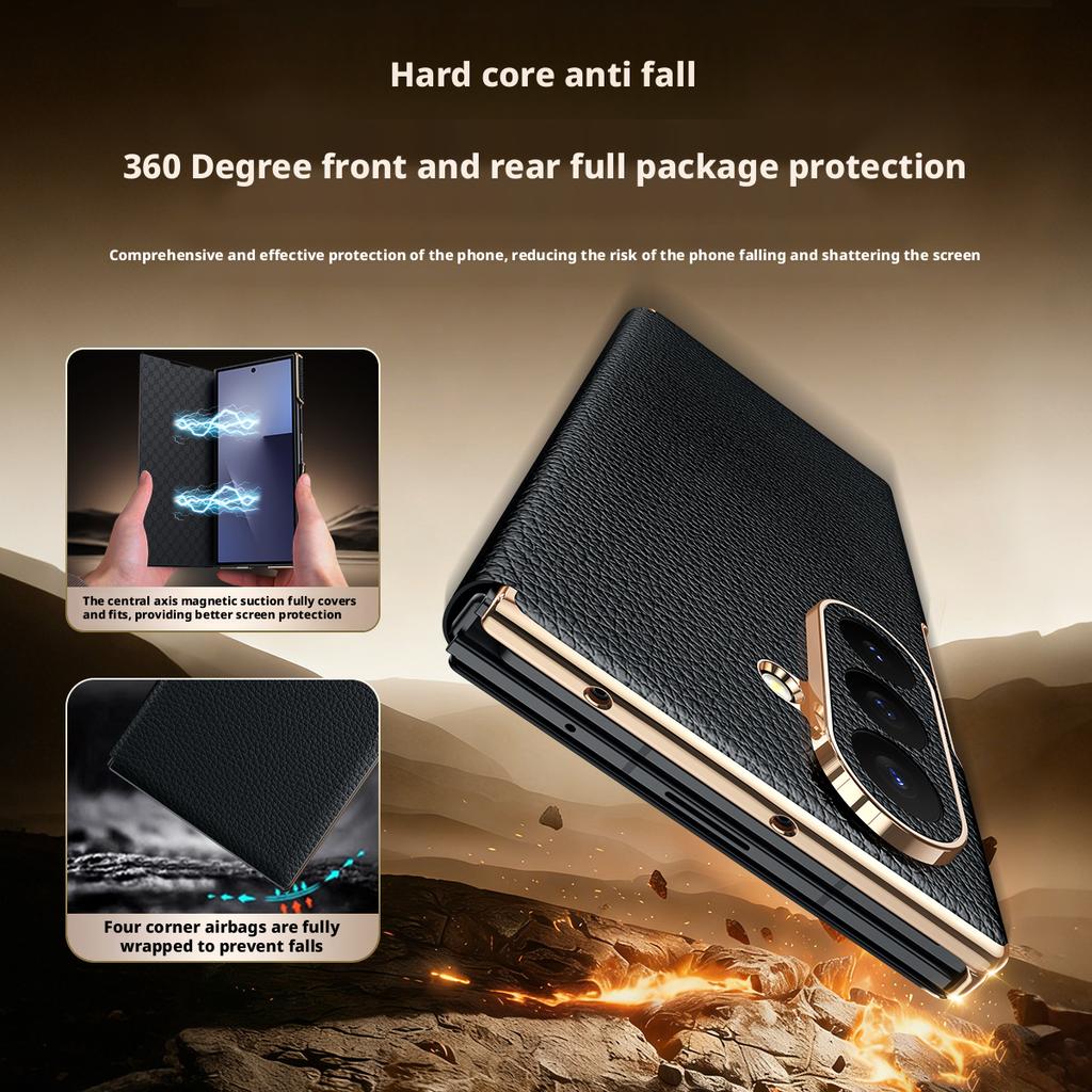 Luxury Premium Genuine Leather For Samsung Galaxy Z TriFold Case New Flip Magnetic Leather Full Protective Shockproof Cover
