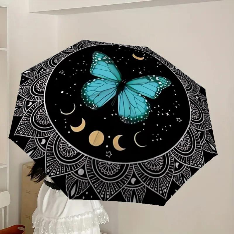 1pc Butterfly Mandala Night Sky Umbrella with Plastic Handle,Suitable for All Seasons Home Travel Outdoor UmbrellaDD358