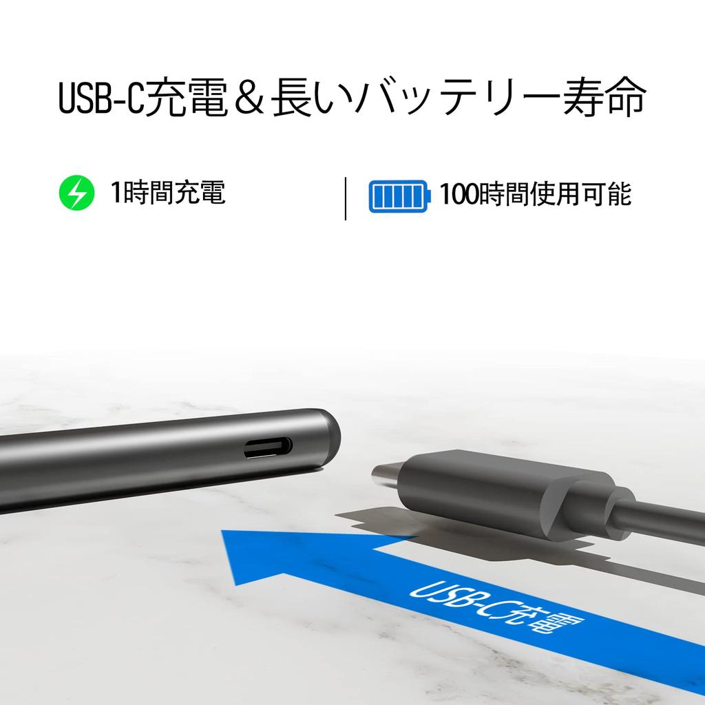 Uogic Surface Stift 4096 Druck Neigung Handfläche Schlank Schnell Flexibel Weich HB für Surface Pen, USB-C Aufladung, Stufen, & Handflächenerkennung, & Leichtgewicht, Aufladen,