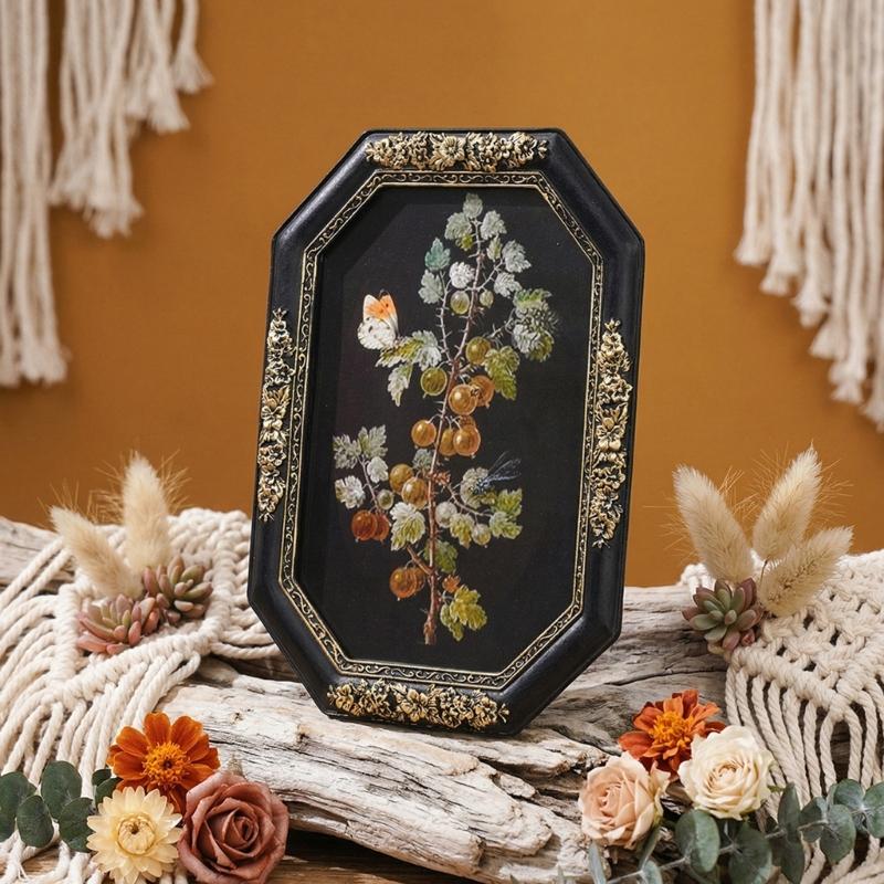 Retro Picture Frame,Mini Antique Ornate Photo Frame for Tabletop Wall Display,Old Fashioned Photo Gallery Art Decors Y5GB