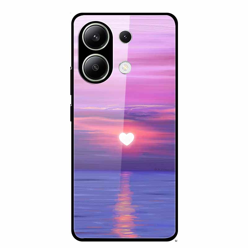Glass Back Cover For Xiaomi Redmi Note 13 Case Note13 Pro Coque Hard Tempered Glass Case For Redmi Note 13 Pro Case Soft Bumper