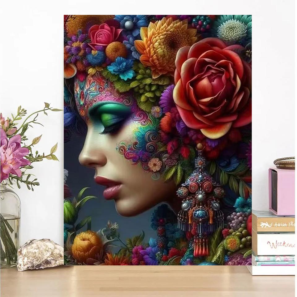 Diy 5d Diamond Painting Flower Fairy Full Mosaic Embroidery Beautiful Woman Rhinestone Picture Lady Jewelry Cross Stitch Kits
