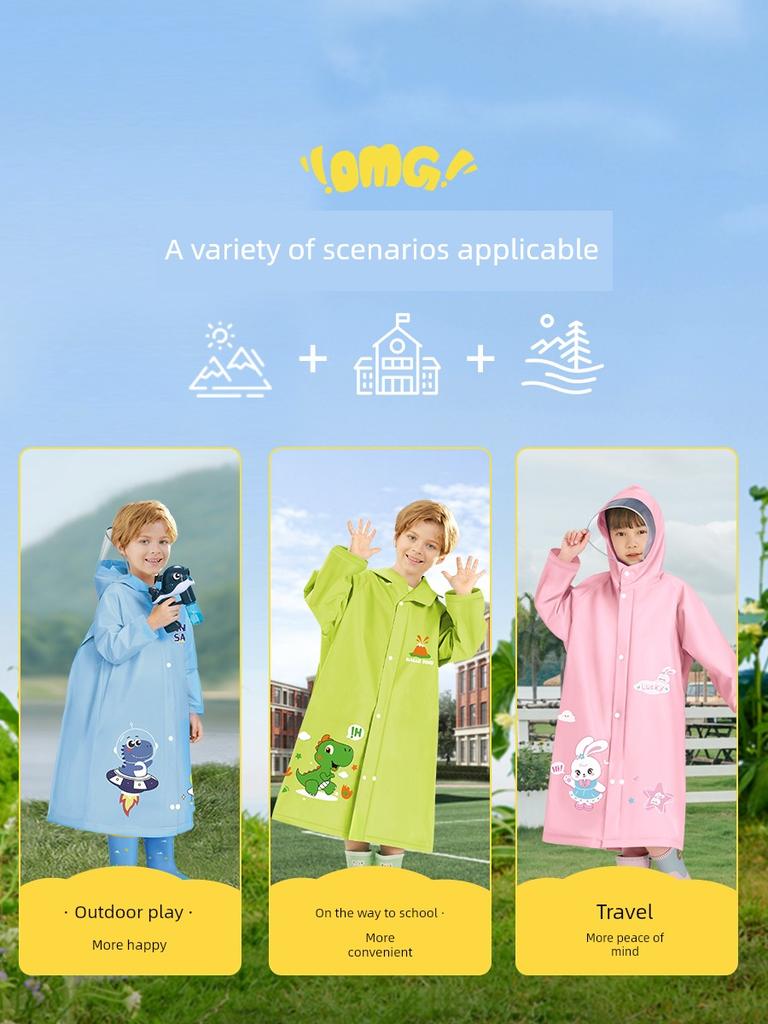 Children's Raincoat for Boys and Girls, Suitable for First-Grade Kindergarten and Elementary School Students, Full-Body Storm-Proof Rain Poncho with