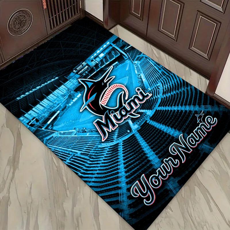 Name Custom Miami Marlins Logo Carpet Rug for Living Room Bedroom Home Sofa Decoration,Kids Play Non-slip Floor Mat