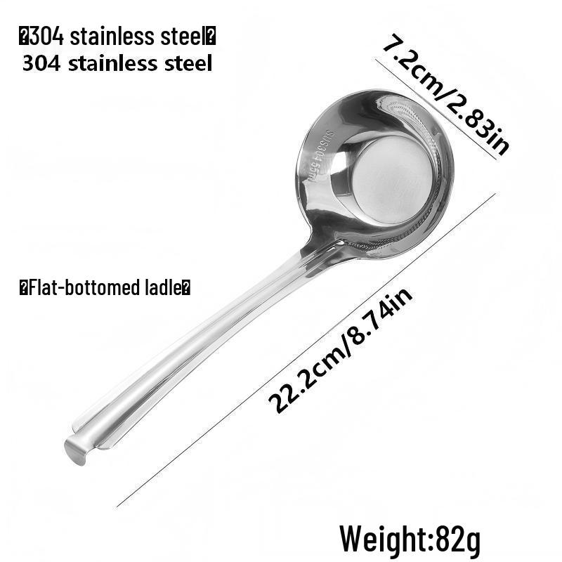 Liang Sheng Curved Oil Skimming Ladle - 304 Stainless Steel Hangable Frothing Spoon for Kitchen and Hot Pot.