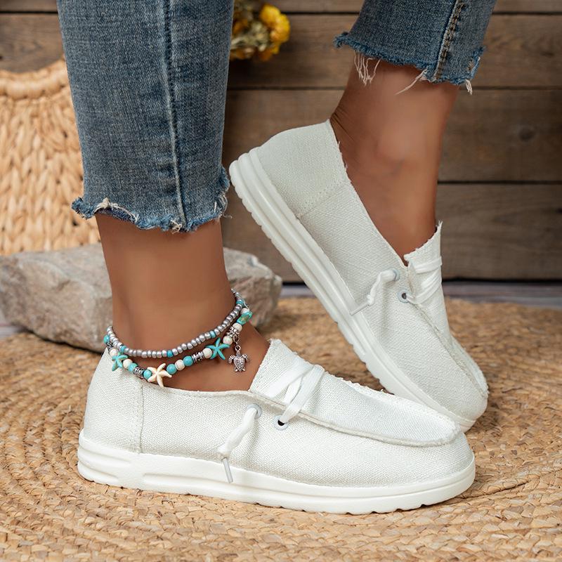 2025 Summer Plus Size Leopard Print Lace-up Canvas Loafers