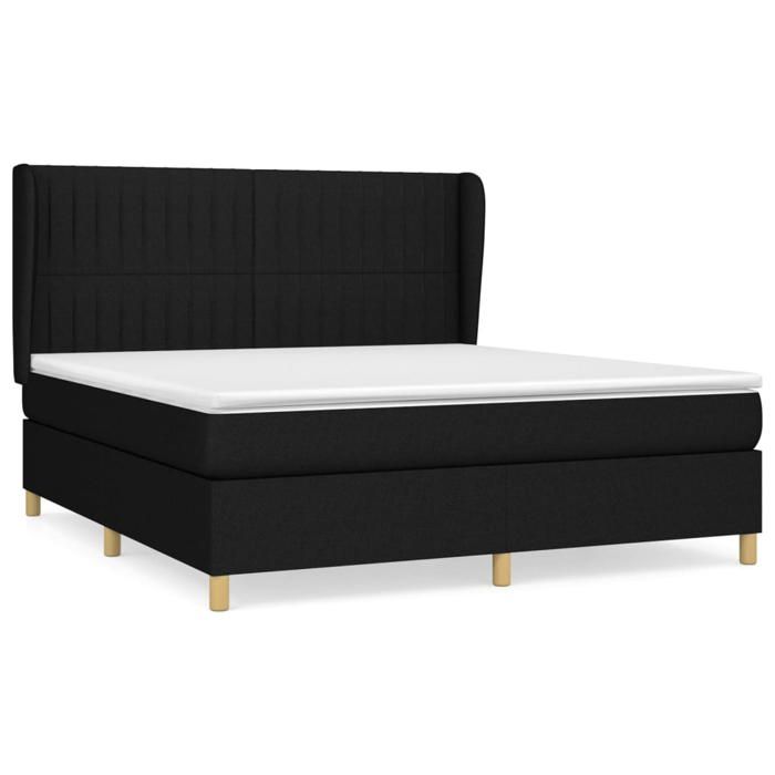 Maison Exclusive - Sommier à lattes de lit avec matelas Noir 180x200 cm Tissu