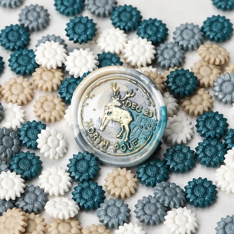 500g Cute Beautiful Mixed Color Sunflower Sealing Wax Particles  for Invitation Envelope Sealing Craft Decoration