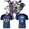 PXG Blue Lock Japonské Anime Tričko 3D Tištěný Fotbalový Oblek Č. 9 Rin Shi Dou Cosplay Tričko Pánské A Dámské Ležérní Sportovní Top