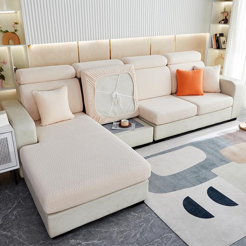 Svetanya Jacquard Velvet Seat Sofa Cover Single Loveseat L-Shaped Protector Polar Fleece Stretch Slipcovers