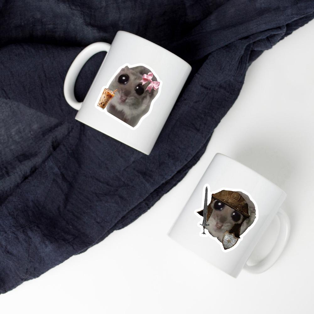 56PCS Sad Hamster Meme Cute Mouse Fun Pattern Sticker Aesthetic Kawaii Decals Cute Cartoon Laptop Luggage Bicycle Diary Stickers