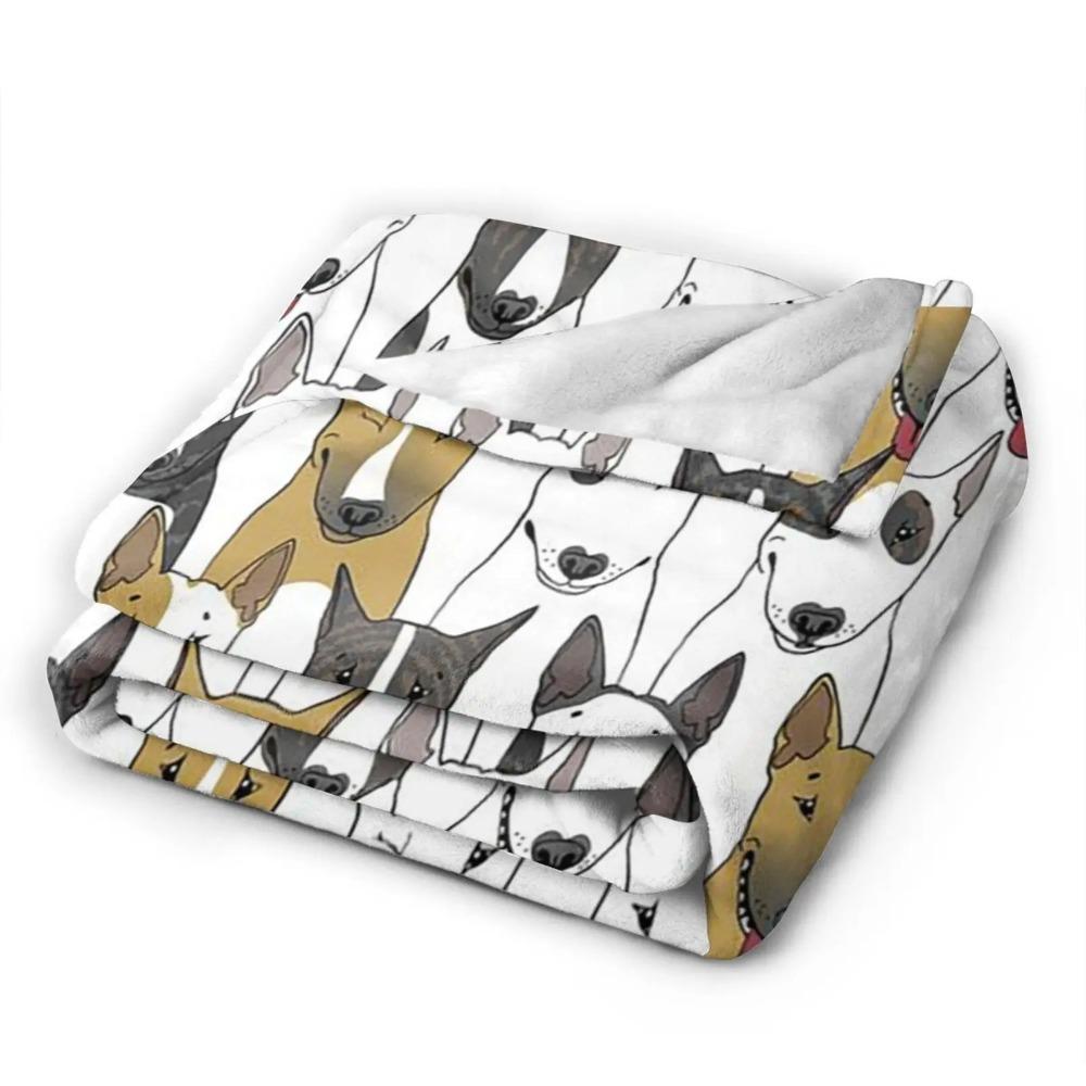 Soft Warm Flannel Fleece Throw Blanket for Bedroom Living Rooms Sofa Couch Funny Bull Terrie Print Large Size Bed Blankets