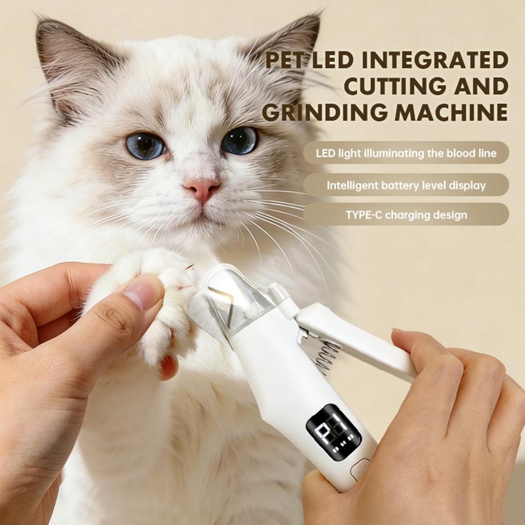 2-in-1 Pet Nail Clipper And Grinder With LED Light Guard, USB Rechargeable, Suitable For Small And Medium-sized Dogs And Cats