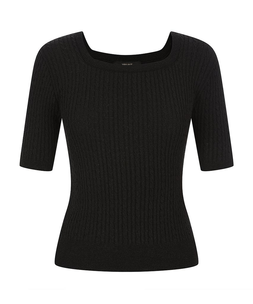 VANAKE Cable Knit Short Sleeve Knit_Vb45Ktm304Z