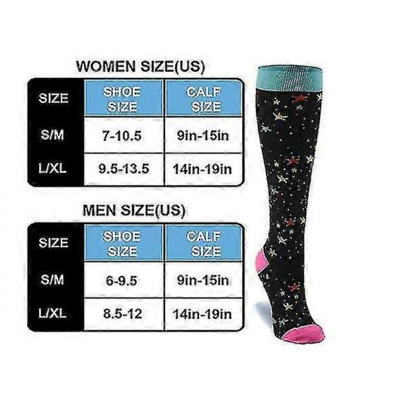Compression stockings for women men, 6 pairs of support stockings medical compression socks colorful thrombosis stockings with 15-20 Mmhg, compression