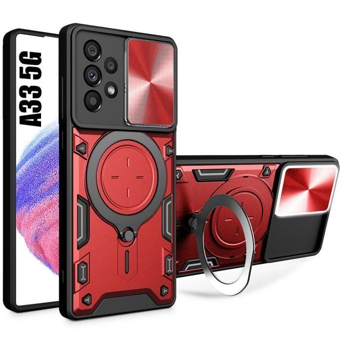 Coque de protection - samsung - galaxy a35 5g - rouge - coque armure - support rotatif