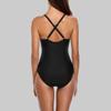 CHARMLEAKS Traje de baño deportivo de una pieza con espalda cruzada para mujer, traje de baño de entrenamiento
