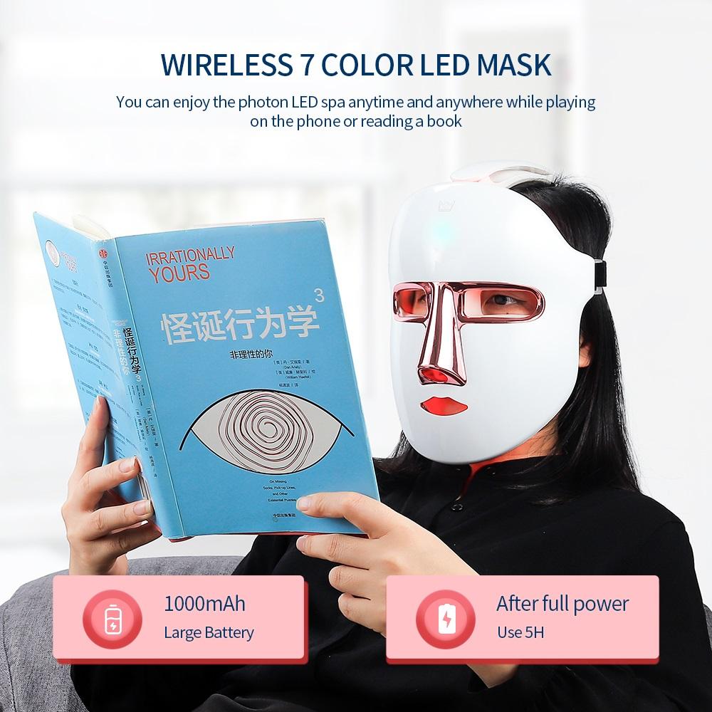 7 Colors Face Wireless LED Mask Photon Facal Beauty Mask Skin Rejuvenation Anti Acne Repair Skin Tightening Anti Aging Skin Care