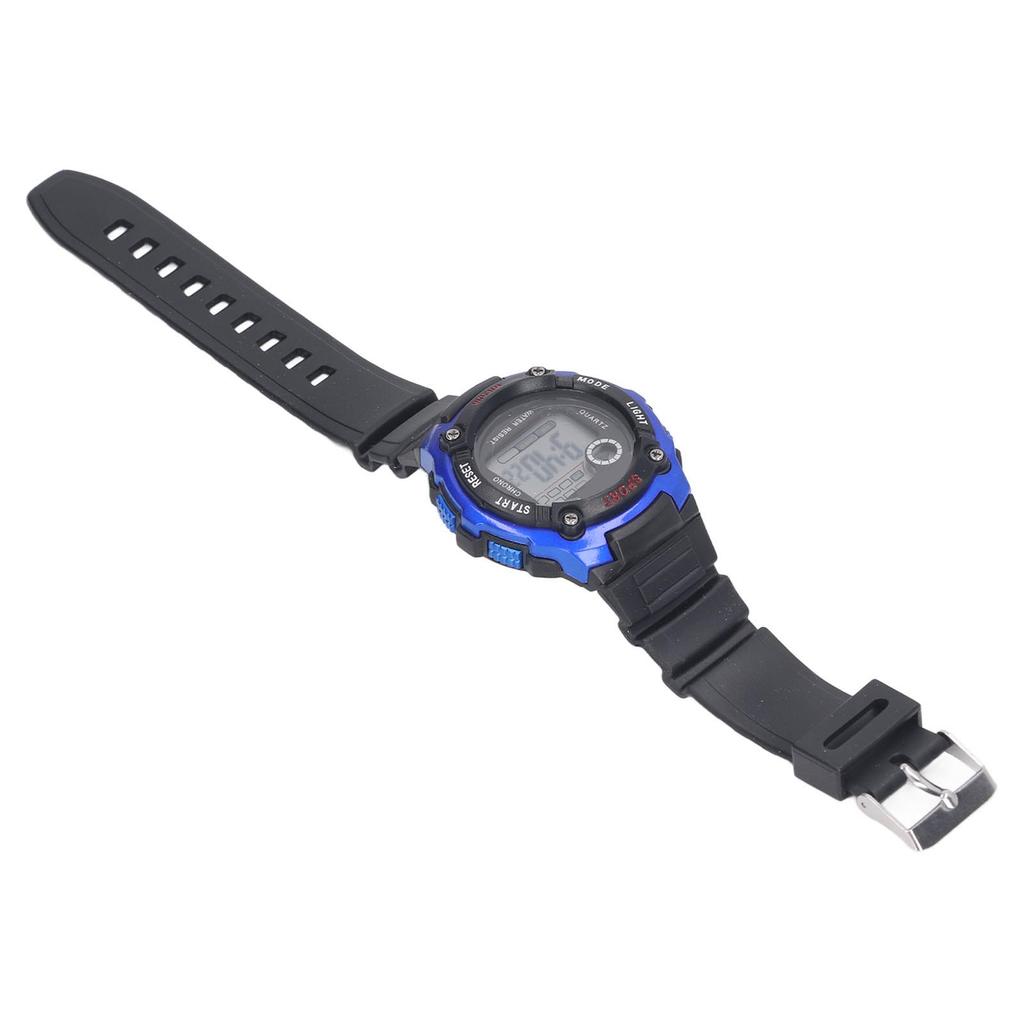 Elektronische Sportuhr, leuchtend, wasserdicht, Gummiband, großes Display, Kinder-Sportuhr, Blau