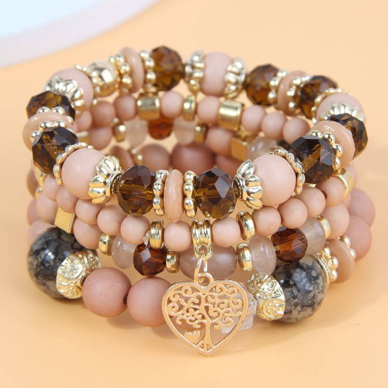 DIEZI Bohemian White Crystal Beads Strand Bracelets For Women Girls Ethnic Tree Of Life Charm Wrap Bracelet Pulseira Feminina