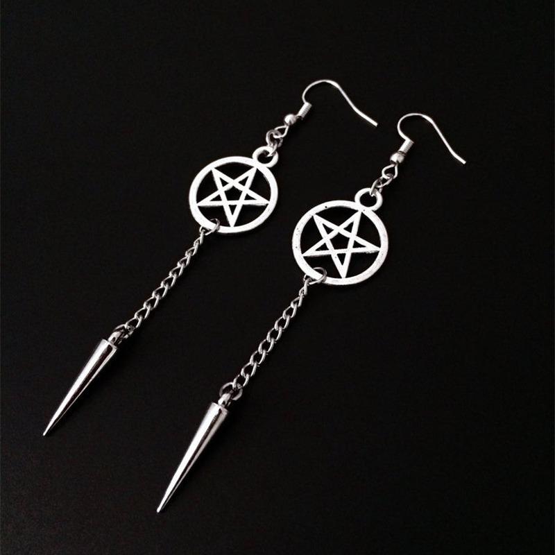 New Gothic Five-Pointed Star Dagger Earrings: Dark Supernatural Charm & Unique Friendship Gift