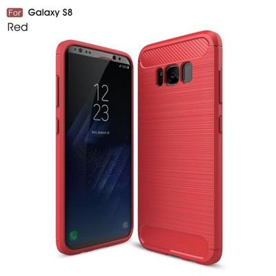 Etui z TPU z włókna węglowego szczotkowane dla Samsunga Galaxy S8 - Czerwone