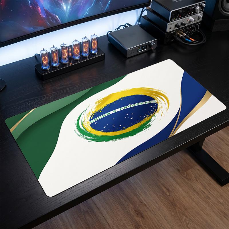 Brazil Football Crest Mouse Pad, Extended Non Slip Rubber Desk Mat for Gaming Office Laptop Fan Gift