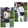 Nylon shoulder bag with multiple pockets, fits a 500ml water bottle, unisex, spacious, horizontal design, lightweight, large capacity, wide gusset,