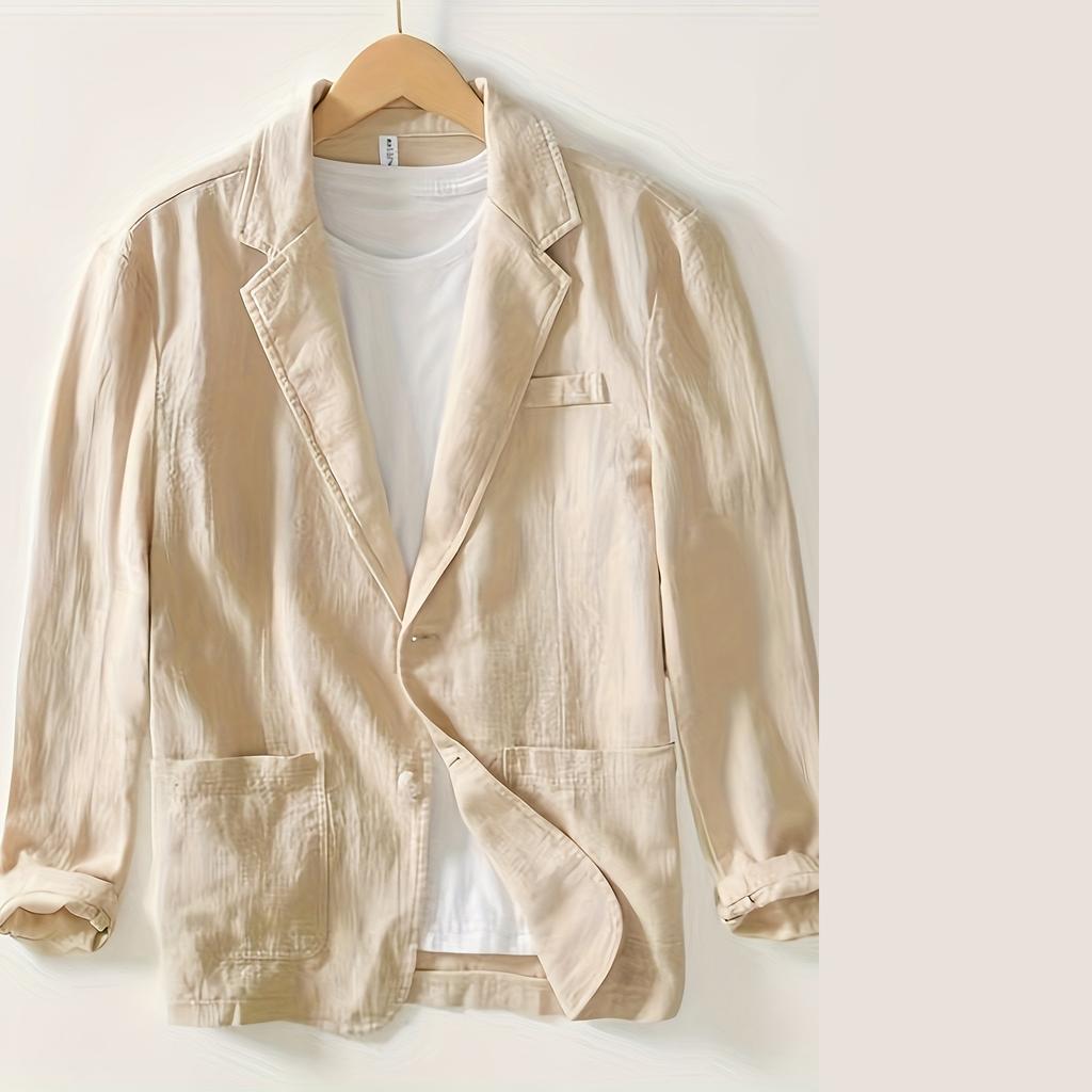 Spring Summer Autumn Men's Casual Blouse Cotton Linen Shirt Loose Tops Long Sleeve Jacket Solid Color Fashion Men's Top