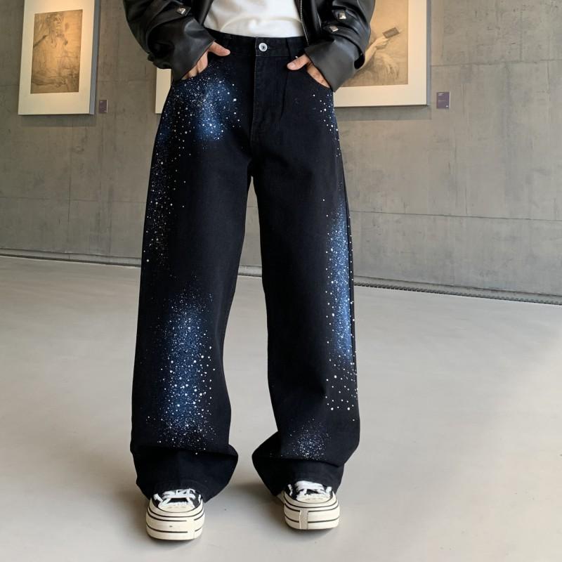 Mens Relaxed Straight Cut Denim Jeans