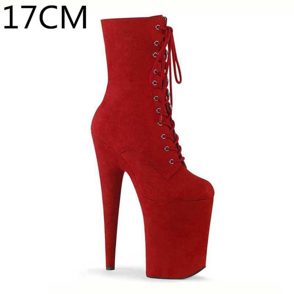 Sexy Super High Boots Round Toe Pole Dance High Heels Nightclub Model Catwalk Platform Shoes Party Shoes Cosplay Suede Shoes