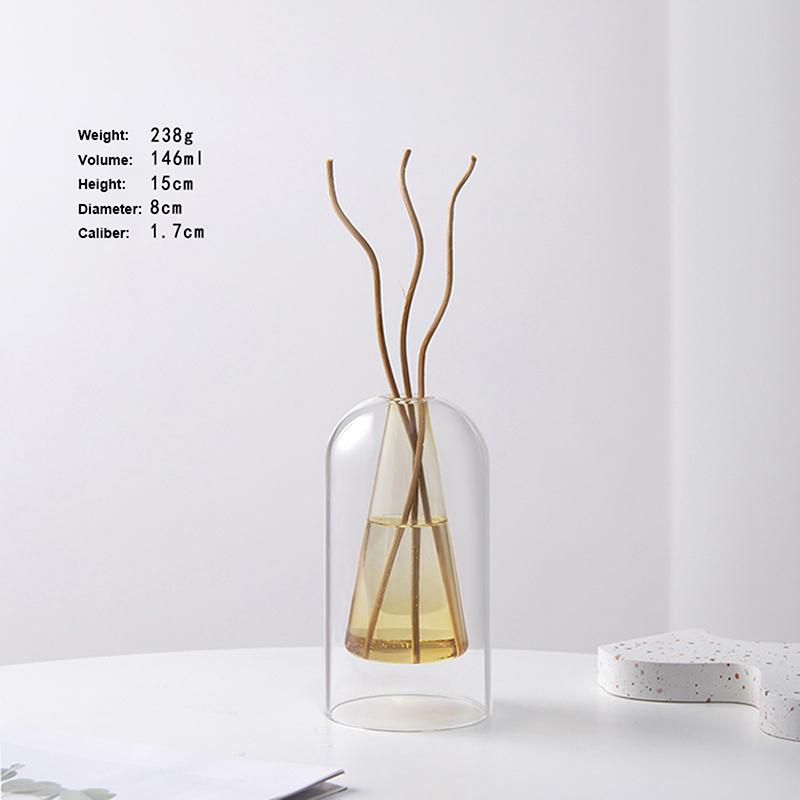 Double Layer Glass Aromatherapy Bottle Essential Oil Volatilization Bottle Ornament Home Decoration Hydroponic Vase