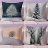 Snow Christmas Tree Cushion Cover Soft Plush Throw Pillow Cushion CoverDoubleSided Printed Pillow Case for Sofa Home Decor