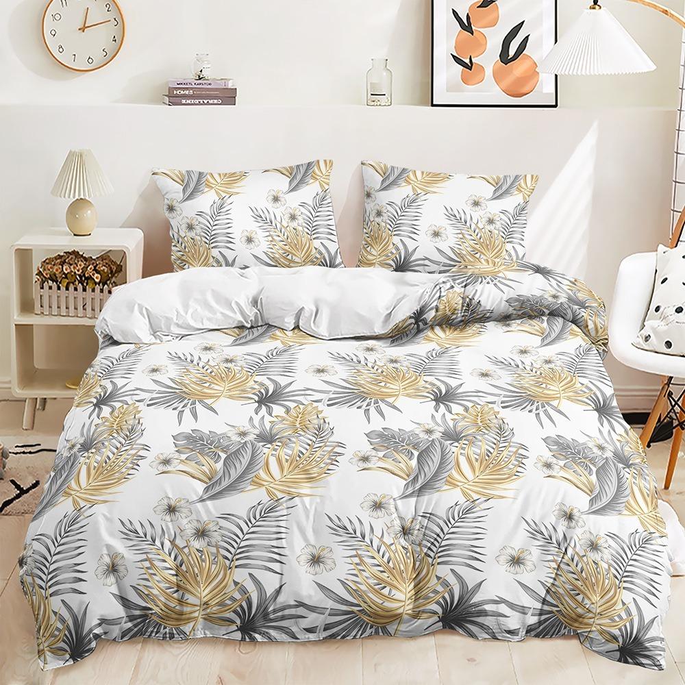 3D Leaf Pattern Bedding Set Plant Themed Duvet Cover Pillowcase Ultra-fine Fiber Material Single Bed/double Bed Large Bed/super Large Bed Size
