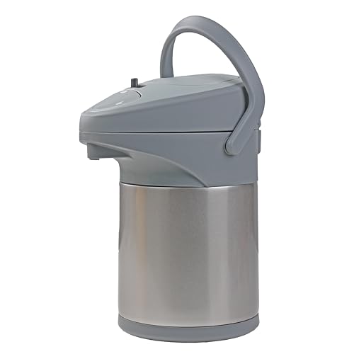 [Online Exclusive] Pearl Metal Air Pot, 2.5L, Double, Stainless Steel, Insulates for Hot and Cold Drinks, Tabletop, Wide Mouth, Upward-Angled, Metalli