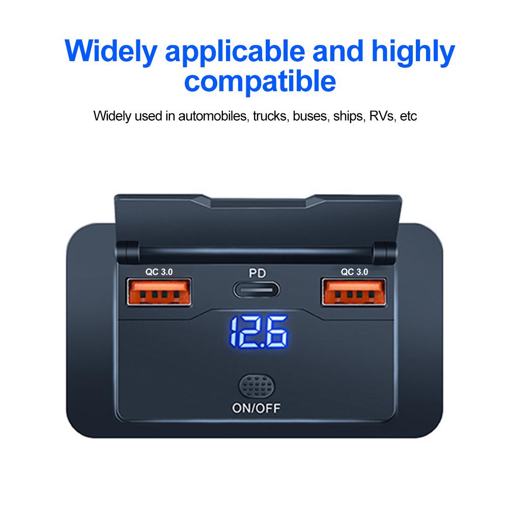 4-Ports 12/24V Car Charger 108W Dual PD3.0 USB-C 36W & Dual QC3.0 18W USB Outlet Charger Socket Adapter for Car Bus Boat Truck