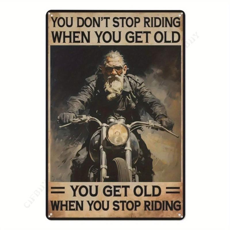 Motorcycle Metal Wall Sign, Garage Bar Decor 20x30cm