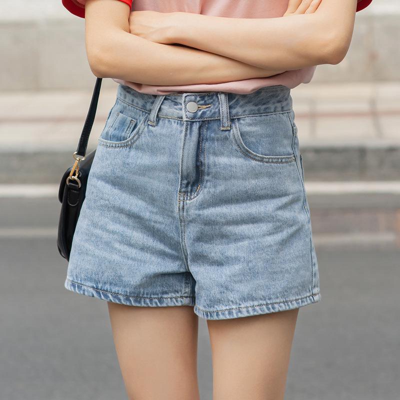 

Women s High-Waisted Light Blue Denim A-Line Shorts - Slimming, Versatile, Sweet & Spicy Summer Wear Small светло-синий
